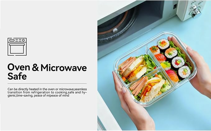 5Pack (14oz with Lunch Bag) Glass Food Storage Containers with Lids for Kitchen Meal Prep, Fridge Organization, Lunch Box