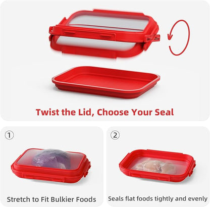 2-Piece Airtight Food Storage Containers Set – Avocado Saver, Onion Keeper, Silicone Kitchen Organizers for Fridge, Reusable & Leak-Proof to Lock in Freshness K05-Purple