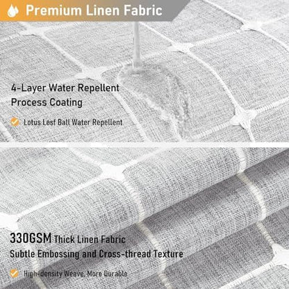 BTTN 84x72 Boho Farmhouse Linen Heavy Duty Shower Curtain Set, Gray/Grey