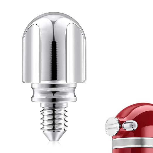 Attachment Knob Thumb 1.5‘’ Short Screw fit for Kitchen Aid Mixers with Screw-On Hup Cap, Upgraded 6061 Aluminum Long Screw Head Knob Replacement Parts, Replaces 9709194, 4162142, 240374 etc, Chrome