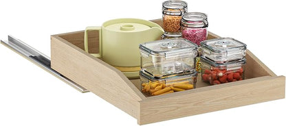 Pull Out Cabinet Organizer 16.5" W x 21" D, Soft Close Slide Out Wood Drawer Shelf for Kitchen Cabinets, Pull Out Cabinet Drawer for Base Cabinet, Pantry and Bathroom Storage, Bottom Mount