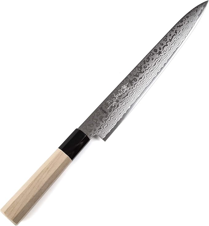 Japanese Sujihiki Knife Damascus ZA18 69 Layer Octagonal Magnolia Wood Handle, Slicer 9.5-inch (240mm)