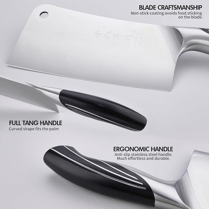 SHI BA ZI ZUO 2 Pieces Professional Kitchen Knife Set,Butcher Knife and Chef Knife Kitchen Knife Set for Cutting Bones,Vegetables and Meat