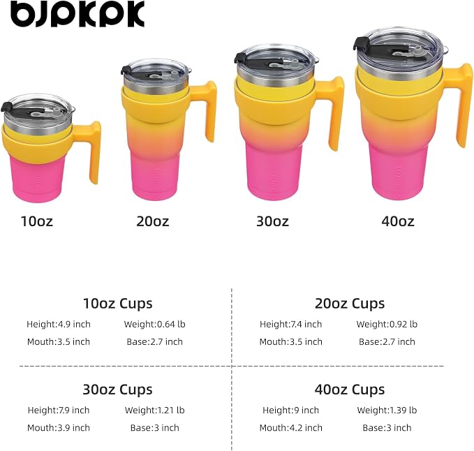 BJPKPK 40 oz Tumbler With Handle Stainless Steel Insulated Tumbler With Lid And Straw Travel Coffee Cups For Women And Men,Pink Yellow Rose