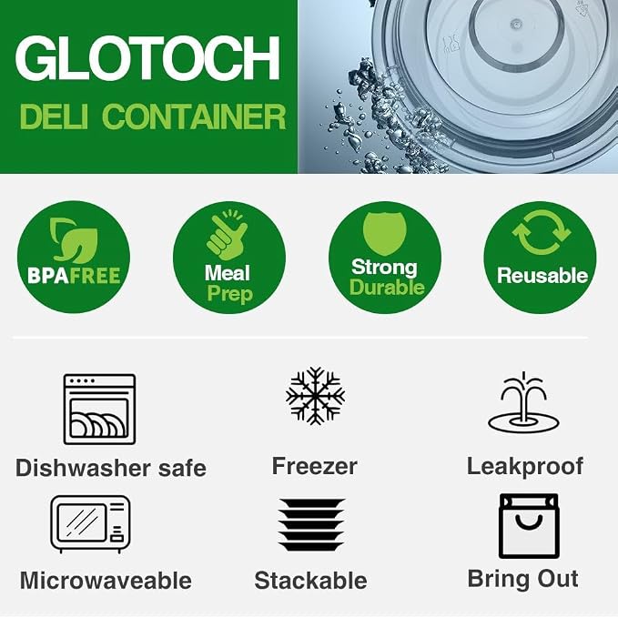 Glotoch 150 Pack of 16oz bulk meal prep containers with lids, Round commercial food storage, Professional to-go bowls for restaurants and catering, BPA-free and microwave, freezer and dishwasher safe