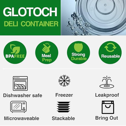 Glotoch 150 Pack of 16oz bulk meal prep containers with lids, Round commercial food storage, Professional to-go bowls for restaurants and catering, BPA-free and microwave, freezer and dishwasher safe