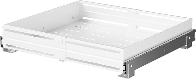 Pull Out Cabinet Organizer, Expandable Width 13"-22", Heavy Duty Metal Slide Out Drawers for Cabinets, Expandable Cabinet Pull Out Shelves for Kitchen, Pantry, Bathroom, White