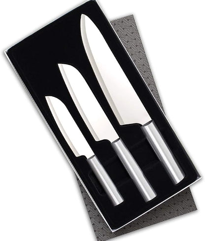 Rada Cutlery Chef Select Gift Set (S57), 3-Piece Knife Set with Quick Edge Sharpener (R119), Stainless Steel Blades, Silver Handle