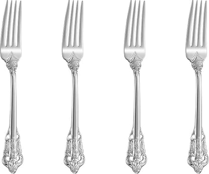 KEAWELL Luxury 5.9" Appetizer Forks, 18/10 Stainless Steel, Set of 4, Gorgeous Cocktail Forks/Dessert Forks (Silver)