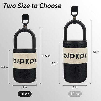 BJPKPK 10oz Insulated Tumbler With Lid And Handle Stainless Steel Travel Mug Loop Coffee Tumbler Cups,Black Leopard