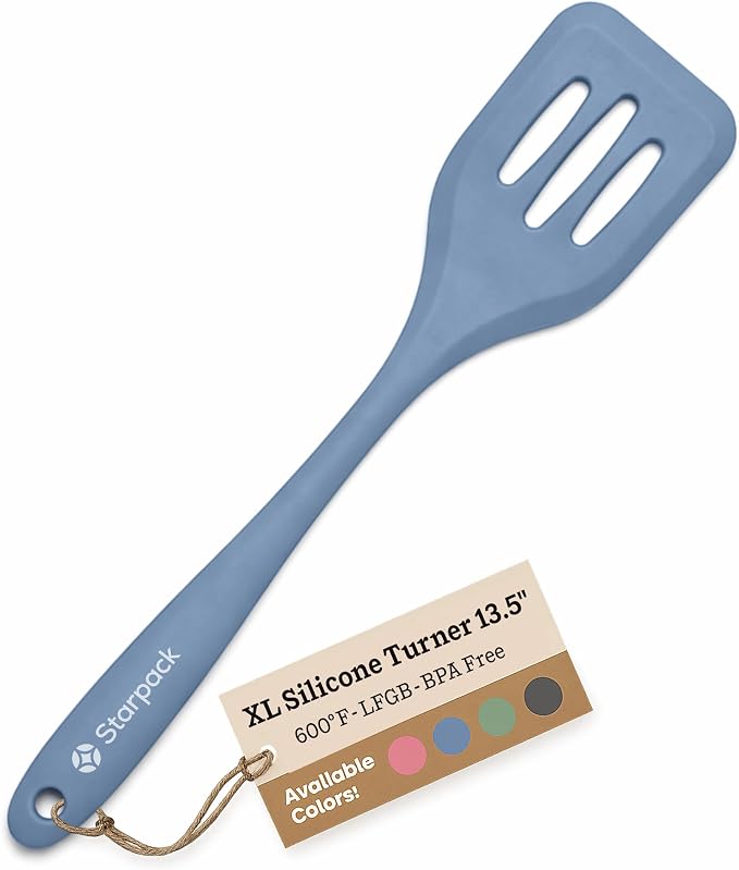 Starpack 'Head Turner' XL Premium Silicone Turner and Slotted Spatula - 13.5" Turning Spatulas High Heat Resistant to 600°F - Silicone Slotted Spatulas for Cooking - Non Stick Rubber Turning Spatula