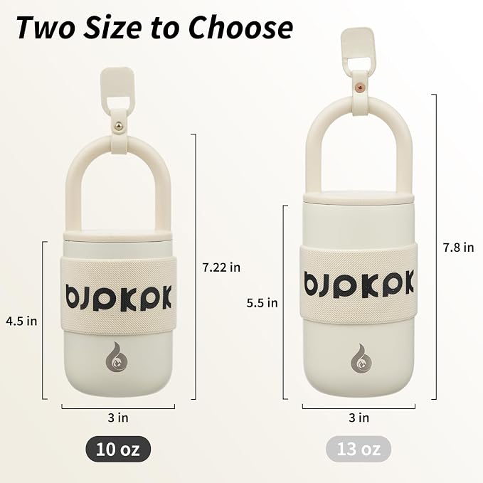 BJPKPK 10oz Insulated Loop Tumbler With Lid And Handle Stainless Steel Travel Coffee Mug Thermal Cups,Beige