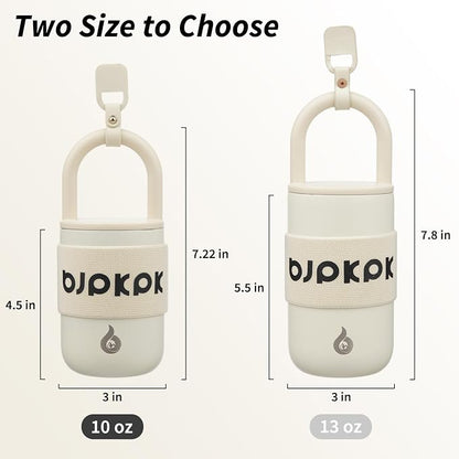 BJPKPK 10oz Insulated Loop Tumbler With Lid And Handle Stainless Steel Travel Coffee Mug Thermal Cups,Beige
