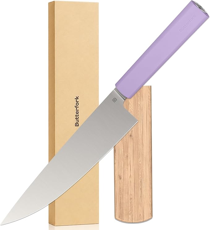 8 Inch Chef Knife, AR-RPM9 Steel & Ergonomic Handle Cooking Knife, Ultra Sharp Professional Kitchen Knife with Oak Sheath, Gift for Home Chefs