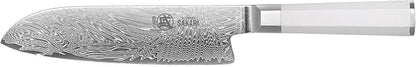MITSUMOTO SAKARI 7-Inch VG-Pro Damascus Santoku Knife, Hand Forged Professional Japanese Chef Knife, Ergonomic G10 Handle & Sandalwood Box
