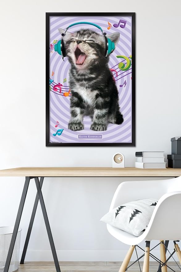 Trends International Keith Kimberlin - Kitten - Singing Wall Poster, 22.375" x 34", Black Framed Version