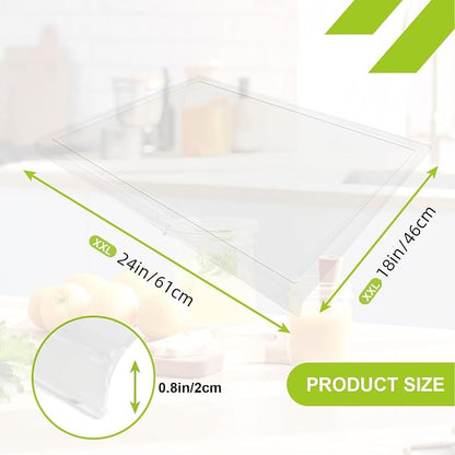 Acrylic Cutting Board with Juice Groove, Clear Cutting Board with Counter Lip, Cutting Boards for Countertop Protector, Non-Slip Dough Mat, Kitchen Decor Gadgets House Warming Gifts(24"x18")