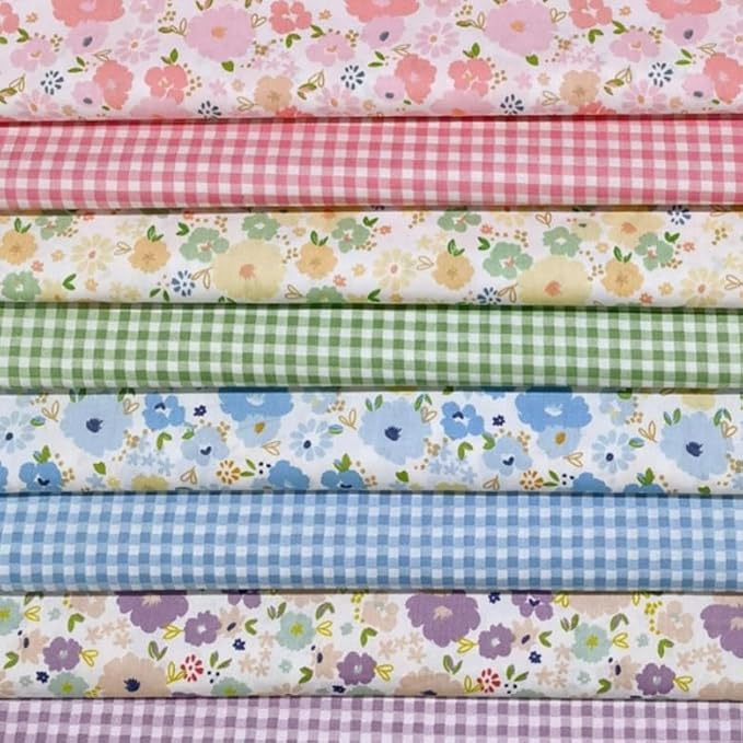 7Pcs 20" x 20" Cotton Fabric DIY Making Supplies Quilting Patchwork Fabric Fat Quarter Bundles DIY for Quilting Cotton Patchwork Cushions (Big Flowers Square, 20 x 20 inches)