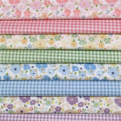 7Pcs 20" x 20" Cotton Fabric DIY Making Supplies Quilting Patchwork Fabric Fat Quarter Bundles DIY for Quilting Cotton Patchwork Cushions (Big Flowers Square, 20 x 20 inches)
