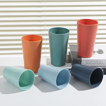 24 Pcs Unbreakable Plastic Cups Set, 20 oz Reusable Plastic Cups, Stackable Water Tumblers, Drinking Cup for Kitchen, Outdoor, BPA-free, Dishwasher Refrigerator and Microwave Safe (20 oz, 4 Colors)