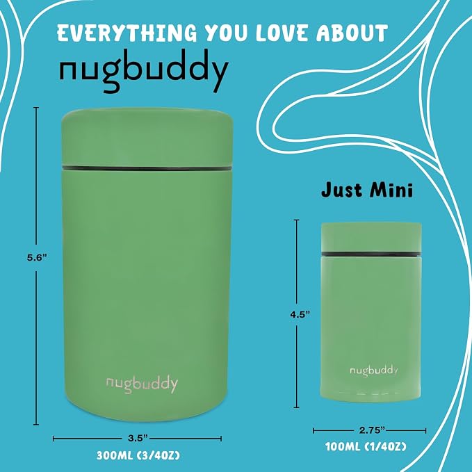nugbuddy Mini Airtight Storage Container - Vacuum Sealed Insulated w Nested Glass Jar - UV Protection, Temperature Controlled Stainless - Whiteboard Finish w Marker Included - 100 ml (1/4 Oz)