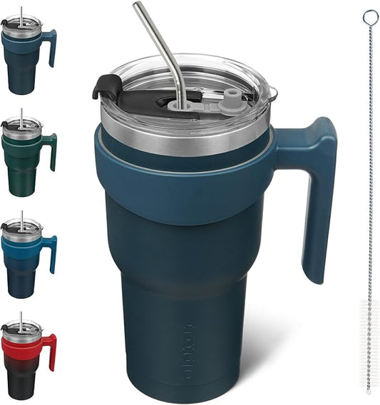 BJPKPK 30oz Stainless Steel Double Wall Insulated Tumbler With Handle And Straw Lid,Navy Blue