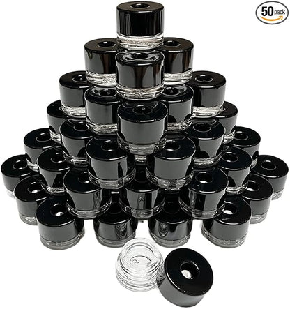 (50 Pack Refillable Storage Vacuum Seal Container Jar For Herb Floral Powder Spice Concentrates - 4ml Clear Gloss