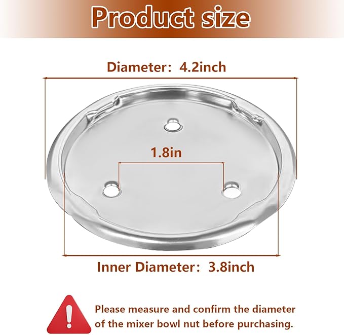 Showingo W10191926 Mixer Bowl Screw Cap Replacement for Whirlpool KitchenAid Kenmore Mixer Bowl Clamping Plate Replace 4163032 WPW10191926 AP6016640 4161126