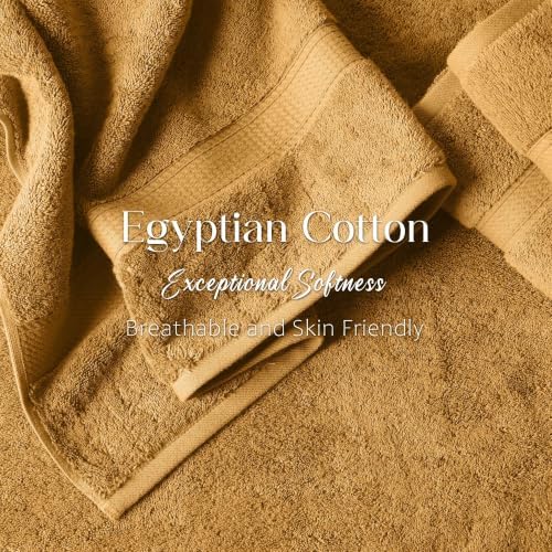 Superior Egyptian Cotton Plush & Absorbent, Bath Towel Set of 4, Gold