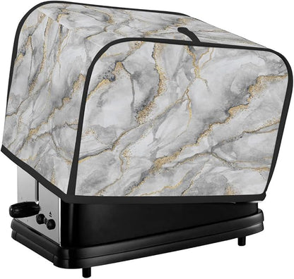 2 Slice Marble White Abstract Toaster Cover Waterproof Dust Fingerprint Bread Machine Cover Washable Kitchen Appliance Protector For Home Kitchen Bakeware Table Decor Women Gifts