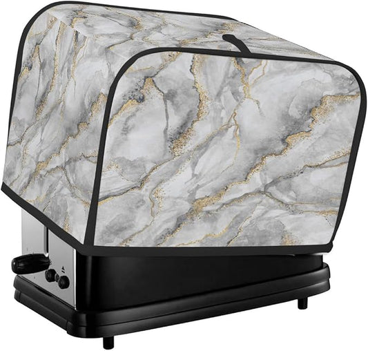 2 Slice Marble White Abstract Toaster Cover Waterproof Dust Fingerprint Bread Machine Cover Washable Kitchen Appliance Protector For Home Kitchen Bakeware Table Decor Women Gifts