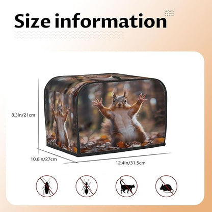 Animal Squirrel Toaster Cover 4 Slice Wide Slot Washable Toaster Covers | Funny Art Dust and Fingerprint Protection Bread Maker Covers for Kitchen Accessories Decor Bakeware Women Gift
