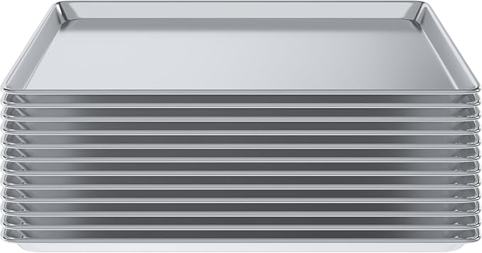Pack of 12 | 18 in. x 26 in. Full Size Aluminum Bun. / Sheet Pan | Ideal for baking, roasting, cooling, prepping, or storing - a must-have in restaurants, bakeries, and busy kitchens.