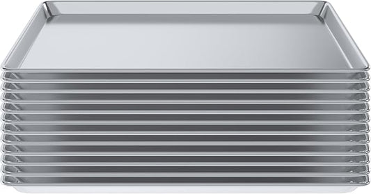 Pack of 12 | 18 in. x 26 in. Full Size Aluminum Bun. / Sheet Pan | Ideal for baking, roasting, cooling, prepping, or storing - a must-have in restaurants, bakeries, and busy kitchens.