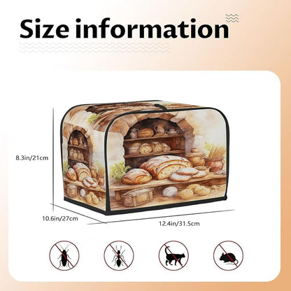 Toaster Cover 4 Slice Wide Slot Bread VintageBread Toaster Oven Dustproof Cover Small Appliance Kitchen Covers Dust and Fingerprint Protection for Women Gift 4 Slice