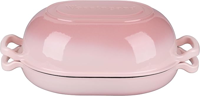 VORRINGARD Enameled Cast Iron Sourdough Bread Oven, Dutch Oven, Loaf Cast Iron Bread Pan for Homemade Bread Baking, Meatloaf Pan with Lid, 7QT, Pink