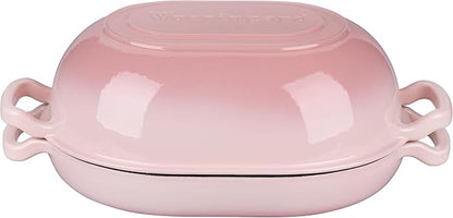 VORRINGARD Enameled Cast Iron Sourdough Bread Oven, Dutch Oven, Loaf Cast Iron Bread Pan for Homemade Bread Baking, Meatloaf Pan with Lid, 7QT, Pink