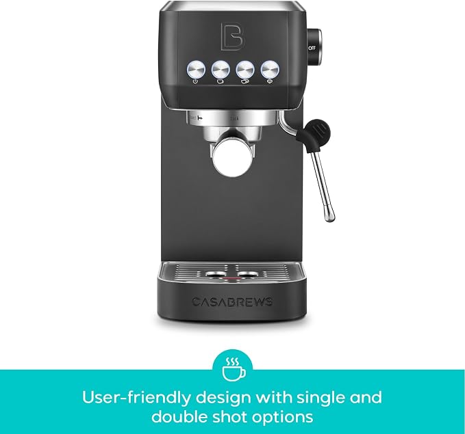 CASABREWS 3700 Essential Espresso Machine 20 Bar, Professional Espresso Coffee Machine with Steam Milk Frother, Coffee Maker Cappuccino Latte Machine with 43.9oz Removable Water Tank, Black