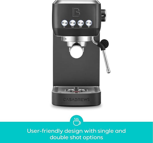 CASABREWS 3700 Essential Espresso Machine 20 Bar, Professional Espresso Coffee Machine with Steam Milk Frother, Coffee Maker Cappuccino Latte Machine with 43.9oz Removable Water Tank, Black