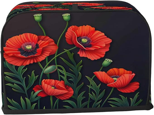 Toaster Cover 2 Slice Wide Slot Flower Floral PoppyBread Toaster Oven Dustproof Cover Small Appliance Kitchen Covers Dust and Fingerprint Protection for Women Gift 2 Slice
