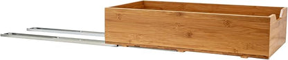 Household Essentials Glidez Bamboo and Steel Pull-Out/Slide-Out Storage Organizer for Under Cabinet Use - 1-Tier Design - Fits Standard Size Cabinet or Shelf, Natural