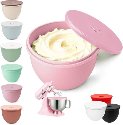 Silicone Bowl Liner with Lid for KitchenAid 5-Qt Tilt-Head Bowls Only, 2mm Extra-Thick Premium Silicone, Built-In Air Vent for Dough Proofing, Dishwasher Safe, BPA-Free