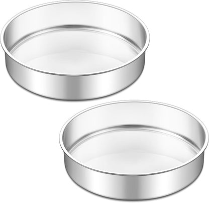 TeamFar 9 Inch Cake Pan, Stainless Steel Round Layer Cake Baking Pans Tins for Birthday Wedding, Non-Toxic & Heavy-Duty, Mirror Finish & Leak Proof, Oven & Dishwasher Safe, Set of 2