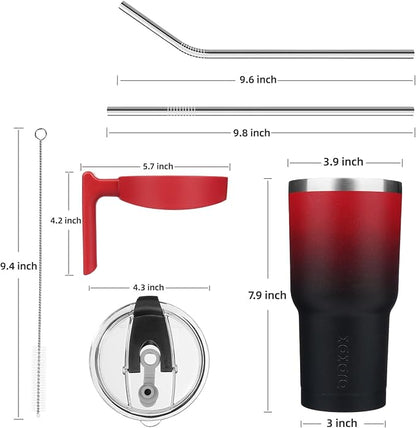 BJPKPK 30 oz Tumbler With Handle And Straw Stainless Steel Insulated Tumbler Cups For Water Or Ice Coffee,Blood Moon