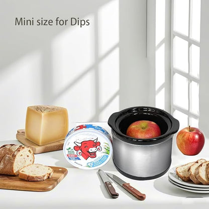 Mini Slow Cooker, 0.65 Qt Capacity small slow cooker, Ceramic Pot, Nutrient Loss Reduction, For Sauces, Stews & Dips, Round (Willow blue)