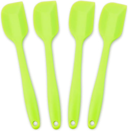 4‑Piece Silicone Spatulas Set Heat Resistant 600°F Seamless Steel‑Core Rubber Spatulas for Nonstick Cookware ALLWIN HOUSEWARE Uniform Length Kitchen Spatulas for Cooking & Baking, Green