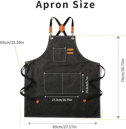 Tosewever Canvas Cross Back Chef Cotton Aprons for Men Women with Large Pockets