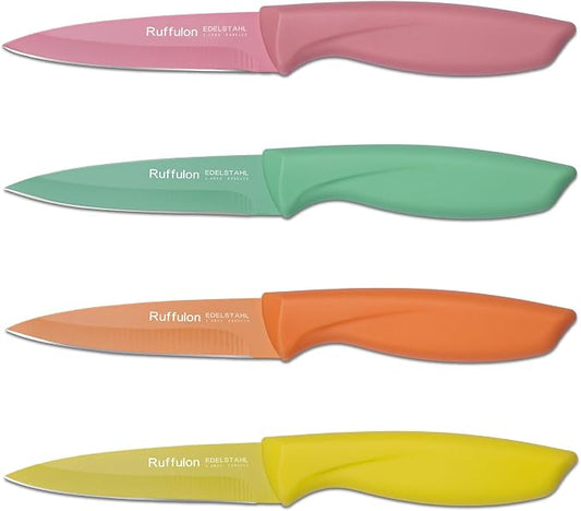 Paring Knife Set, 4PCS Stainless Steel Paring Knife Set, Ultra Sharp Fruit and Vegetable Knives, 3.5-Inch Kitchen Knives, Razor-Sharp Knife，Ergonomic Handle Design, Coloured
