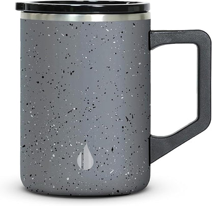 Elemental Insulated Coffee Mug - Triple-Wall Stainless Steel Summit Travel Cup for Hot and Cold Drinks - Thermal Coffee Mug with Lid and Handle for Camping, Office & Travel 16oz - Grey Speckle