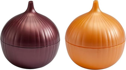 Hutzler Onion Saver Keeper Storage Container Set - Keeps Fresh Longer - 2 Pack - Yellow and Red Onion Set